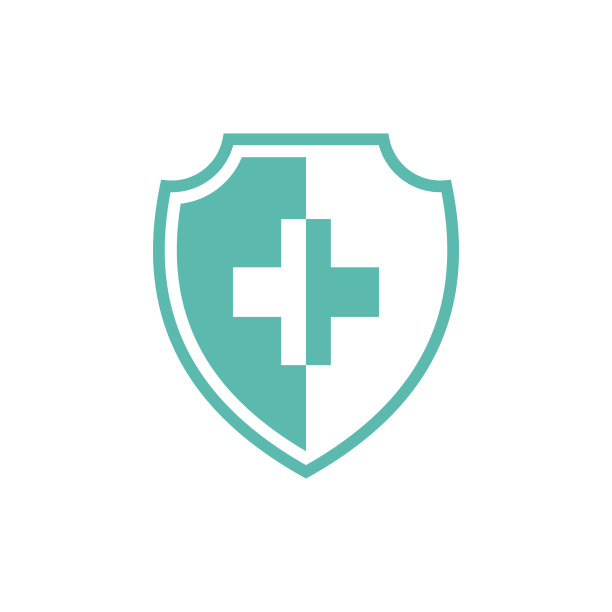 简单交叉医疗保健盾牌图标标志模板图片下载