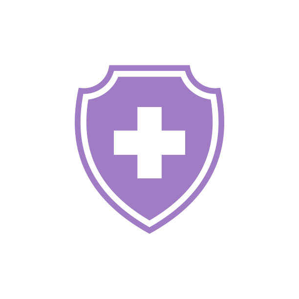 简单交叉医疗保健盾牌图标标志模板图片下载