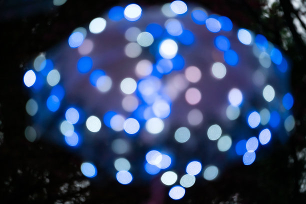 模糊的光晕点概念与暗黑色的背景在晚上。图片下载