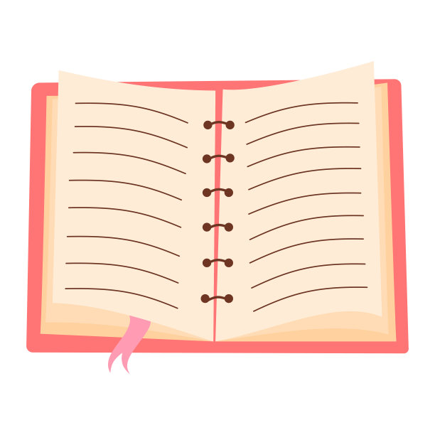 打开带书签的螺旋装订书。用空白的划线纸装订的笔记本。图片下载