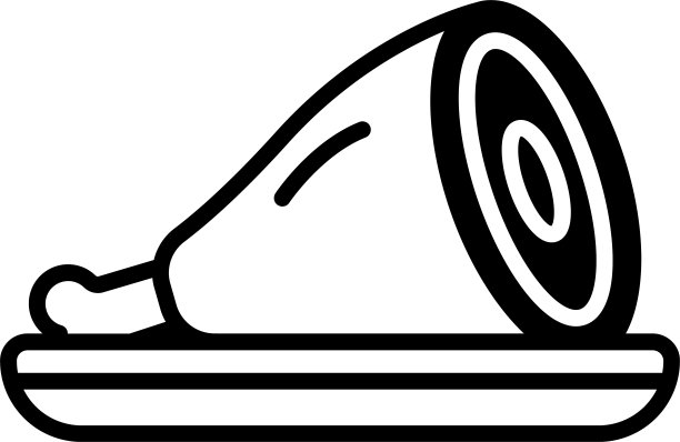 猪肉火腿字形和线矢量插图图片下载