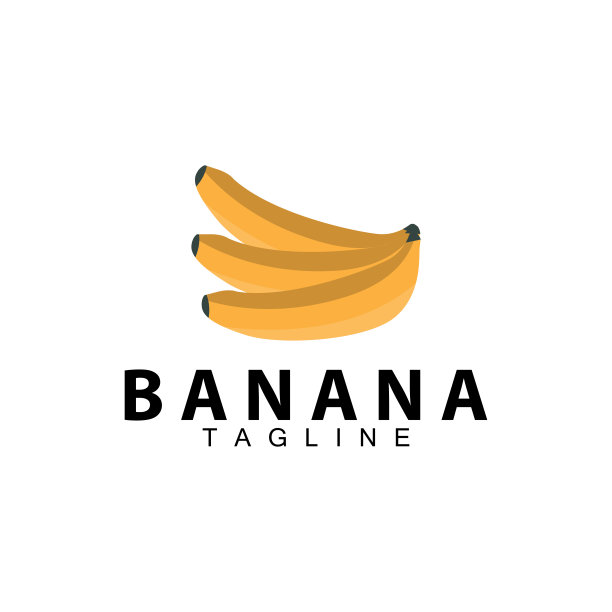 香蕉标志设计新鲜种植园农民香蕉水果矢量轮廓模板插图图片下载