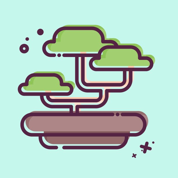 图标盆景。与日本有关的符号。MBE风格。简单的设计说明。图片下载