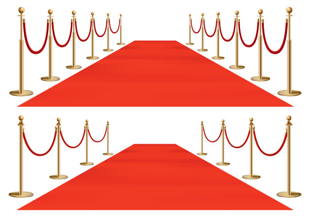 红地毯，金色屏障。独家的事件。红地毯，楼梯，红绳子和金色支柱。电影首映，晚会，典礼，奖项概念图片下载