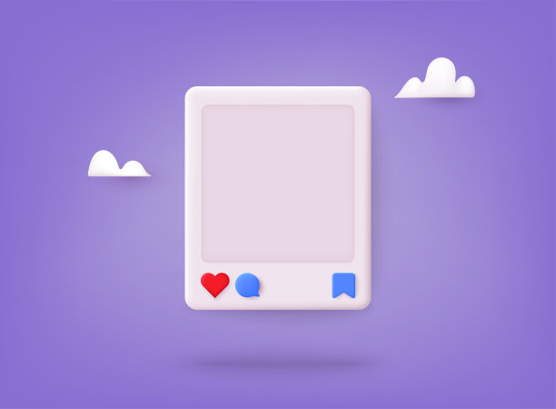 社交网络相框模型设计在3d风格。3D网络矢量插图。图片下载