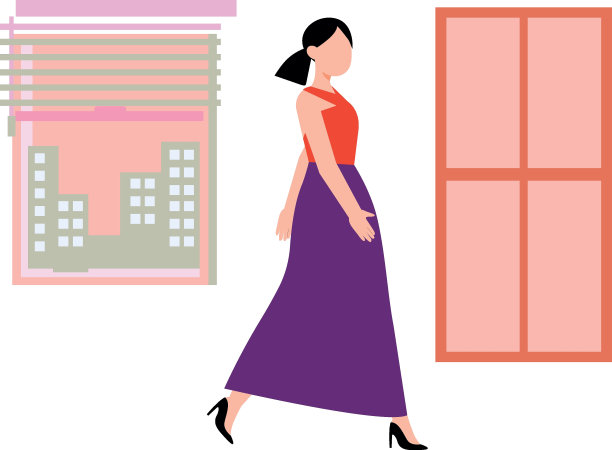 那个女孩穿着长裙走着。图片下载