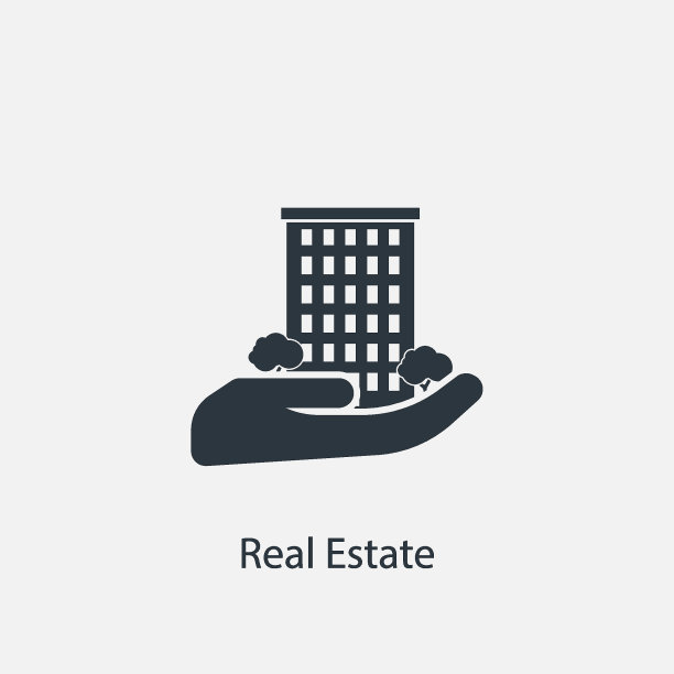 建筑在手边的图标。简单的房地产元素插图。图片下载