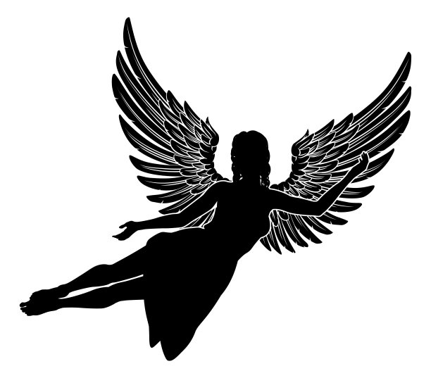 天使女人与翅膀剪影图片下载