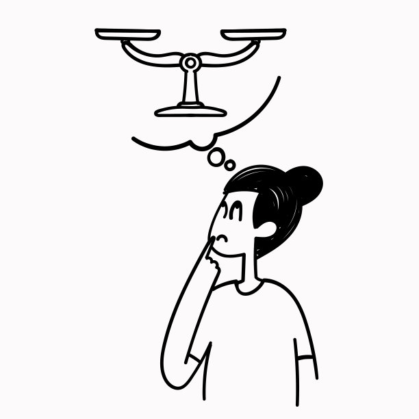 手绘涂鸦人思考体重秤的平衡图片下载