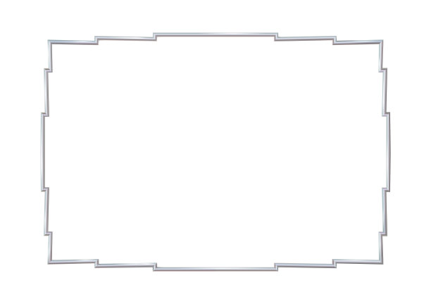 矩形现实的台阶框架金属或银。在白色背景上细长。钢材、相框模板。为图片。插图。图片下载