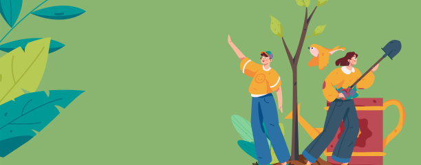 平面字符矢量概念操作手绘插图植树节植树在春天图片下载