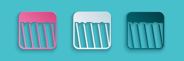 剪纸地面图标孤立的蓝色背景。纸艺风格。向量图片下载