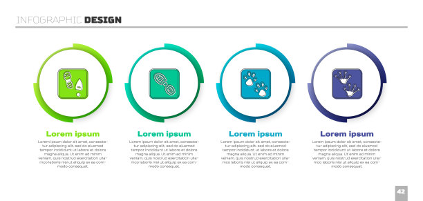 设人类脚印鞋，爪和蛙爪。业务信息图表模板。向量图片下载