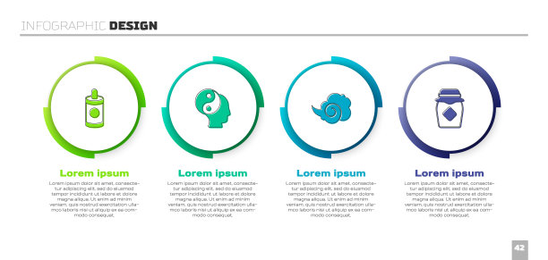 设置烟花，阴阳符号，魔术雾烟和蜂蜜罐。业务信息图表模板。向量图片下载