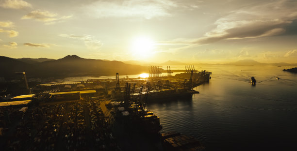 深圳盐田集装箱码头鸟瞰图图片下载