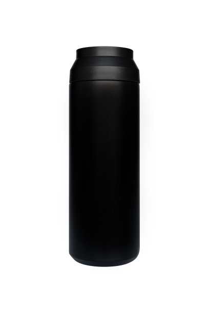 黑色不锈钢水瓶孤立在白色背景。图片下载