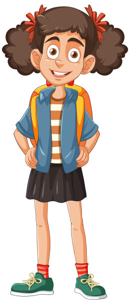 开朗的年轻女孩背着背包站着图片下载