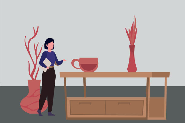 The girl is looking at the table.图片下载