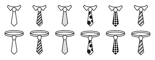 简单的领带图标黑色孤立与简单可爱的图案图片下载