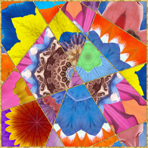 现代马赛克，镶嵌。彩色玻璃风格的插图。装饰艺术背景。几何图案。大理石纹理和金色人造石结构。抽象印花，创意瓷砖表面图片下载