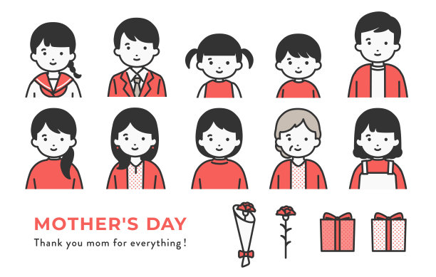 母亲节人物插画素材图片下载