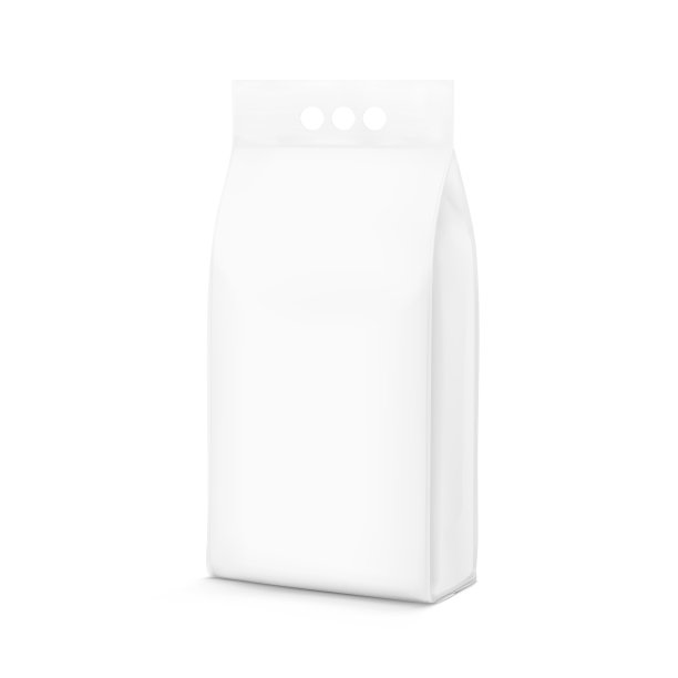 现实的支架袋与三孔处理模拟化工产品，猫砂。图片下载