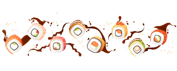 寿司卷日本街头快餐与海鲜和米饭三文鱼和奶酪矢量插图在白色的背景图片下载