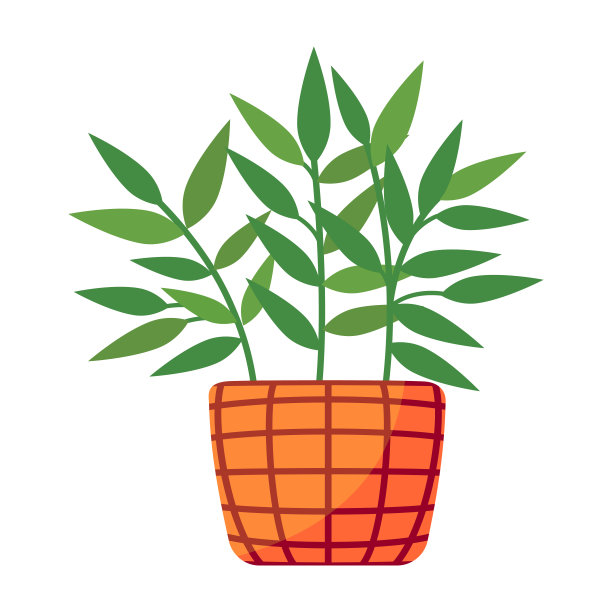 盆栽室内植物。扁平型。绿色植物在花盆舒适装饰的家，花园，阳台，阳台，办公室，客厅，露台。矢量插图。图片下载