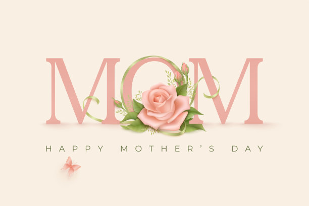 母亲节快乐，贺卡上有玫瑰图片下载