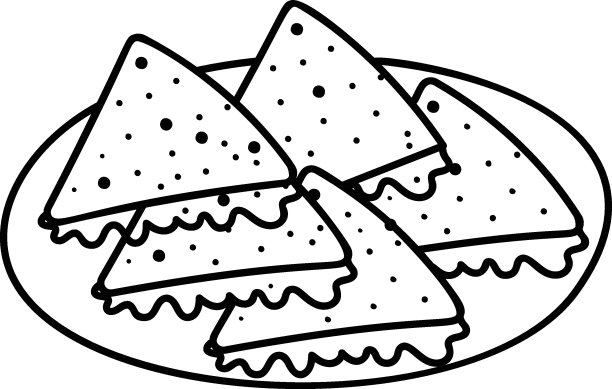 花生酱玉米饼概念脆脆玉米饼装载融化的奶酪和美味的填充矢量设计，快餐手绘符号，垃圾食品标志，流行的廉价的好味道小吃插图图片下载