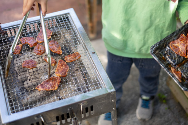 烤炉上的烤肉。图片下载
