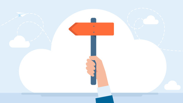 手持告示牌。一个商人手里拿着路标。箭头带运动方向。商业策略。矢量图图片下载