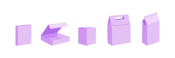 一组不同的框图标。配送包装设计。平的风格。矢量图标图片下载