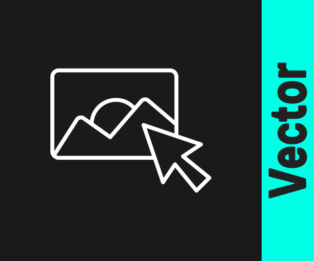 白线照片修饰图标孤立的黑色背景。摄影师，摄影，润饰图标。向量图片下载