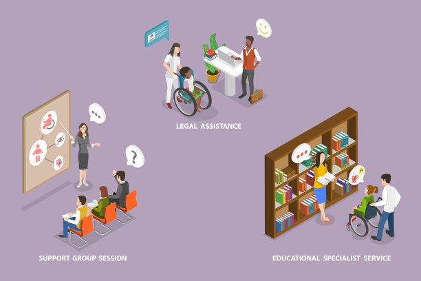 支持有特殊需要的孩子的三维等距平面矢量概念插图图片下载