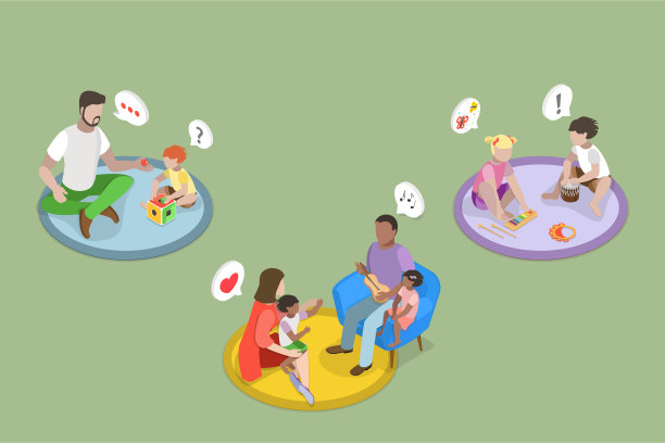 婴儿认知发展的三维等距平面矢量概念图图片下载