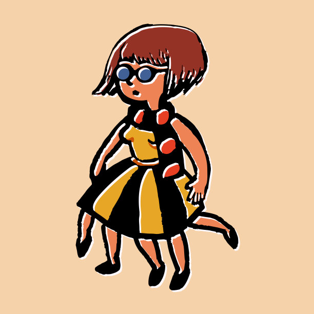 Riso Style Five-legged Woman，国际妇女节，女性性格，幽默，ADA，现代商务女性时尚，抽象人物，跑步，行走，版画技术，Riso，包装，纺织，织物图片下载