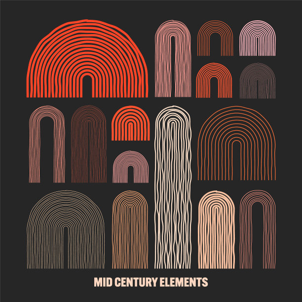 中世纪的拱门元素，现代的几何形状。当代设计，极简主义艺术。手绘线条。时尚设计元素的墙壁装饰，海报，书籍和封面。矢量图图片下载