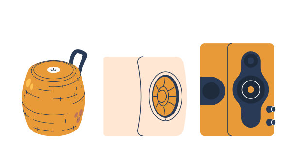 现代设计的扬声器。矢量装置将电信号转换成可听的声音，投射音频效果图片下载