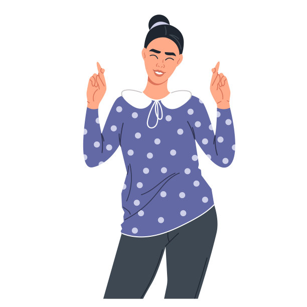 一个年轻的黑发女人摆着不同的姿势。一套女性角色的插图图片下载