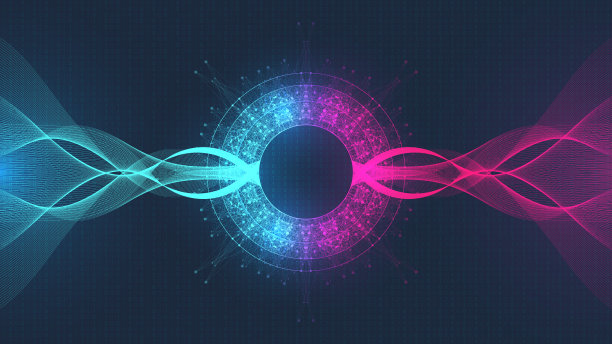 电子节日的音乐海报与虚线和波浪。派对传单封面设计概念。失真音乐波均衡器。抽象的声音振幅。矢量图图片下载