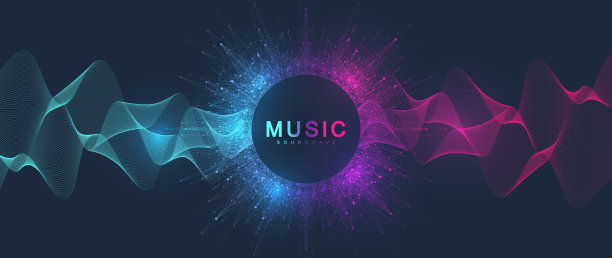 电子音乐节夏季浪潮海报设计。派对传单封面设计概念。失真音乐波均衡器。抽象的声音振幅。矢量插图。图片下载