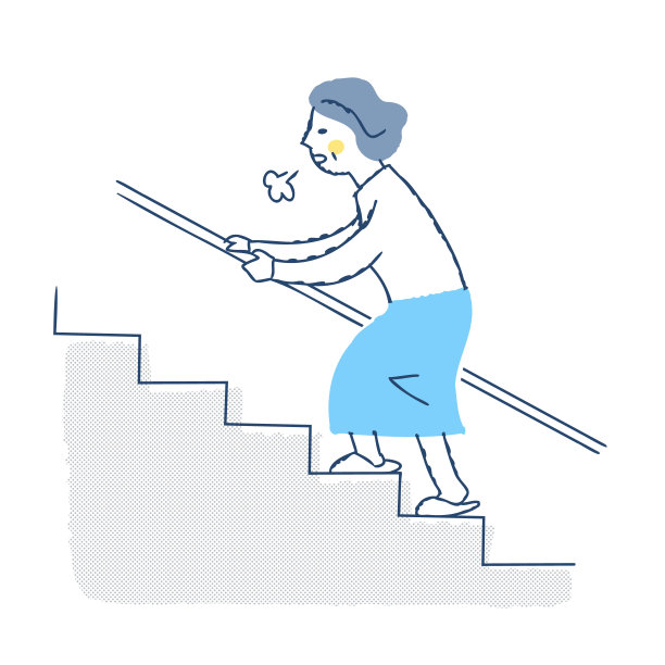 老妇人用扶手爬楼梯图片下载