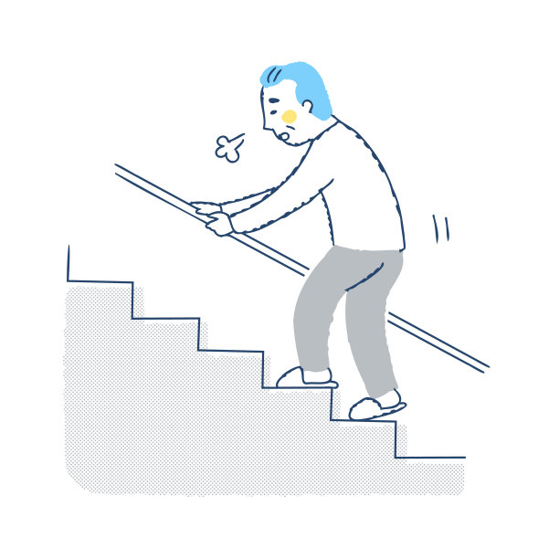 老人用扶手爬楼梯图片下载