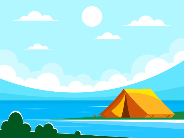 在河岸上搭帐篷图片下载