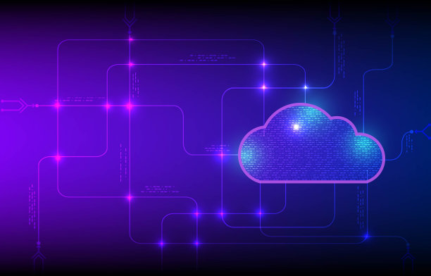 云计算服务管理。数字技术背景。矢量美术插画、通信电信电路数据互联网在线、云无线、大数据、云通勤在线图片下载