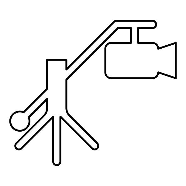 摄像机吊车视频电影dv摄像机电视轮廓轮廓线图标黑色矢量插图图像薄平面风格图片下载