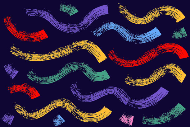 彩色图案用毛笔画粗涂鸦线。彩色的垃圾横幅。抽象粉笔画的图标。泼墨和艺术设计元素。蜡笔干脏，笔刷质感图片下载