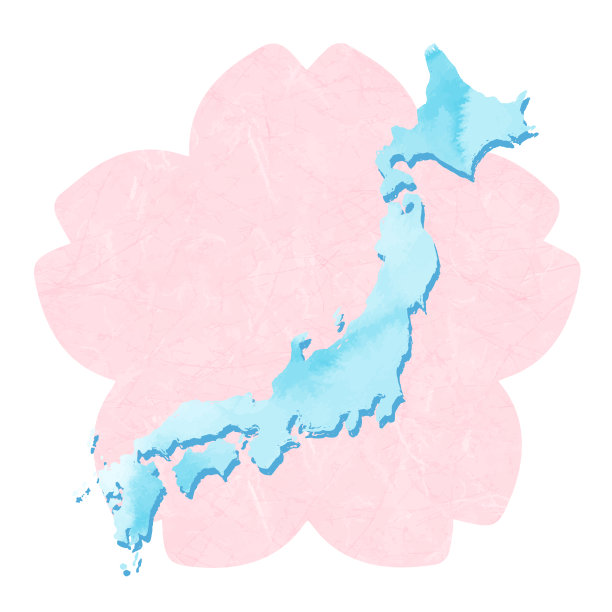 樱花与日本的剪影——蓝色图片下载