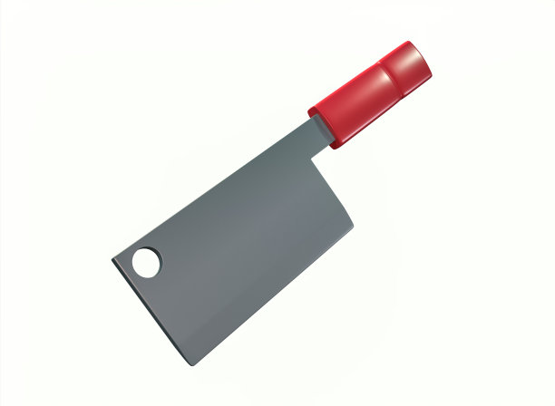 白色背景上的卡通肉刀3d渲染图片下载